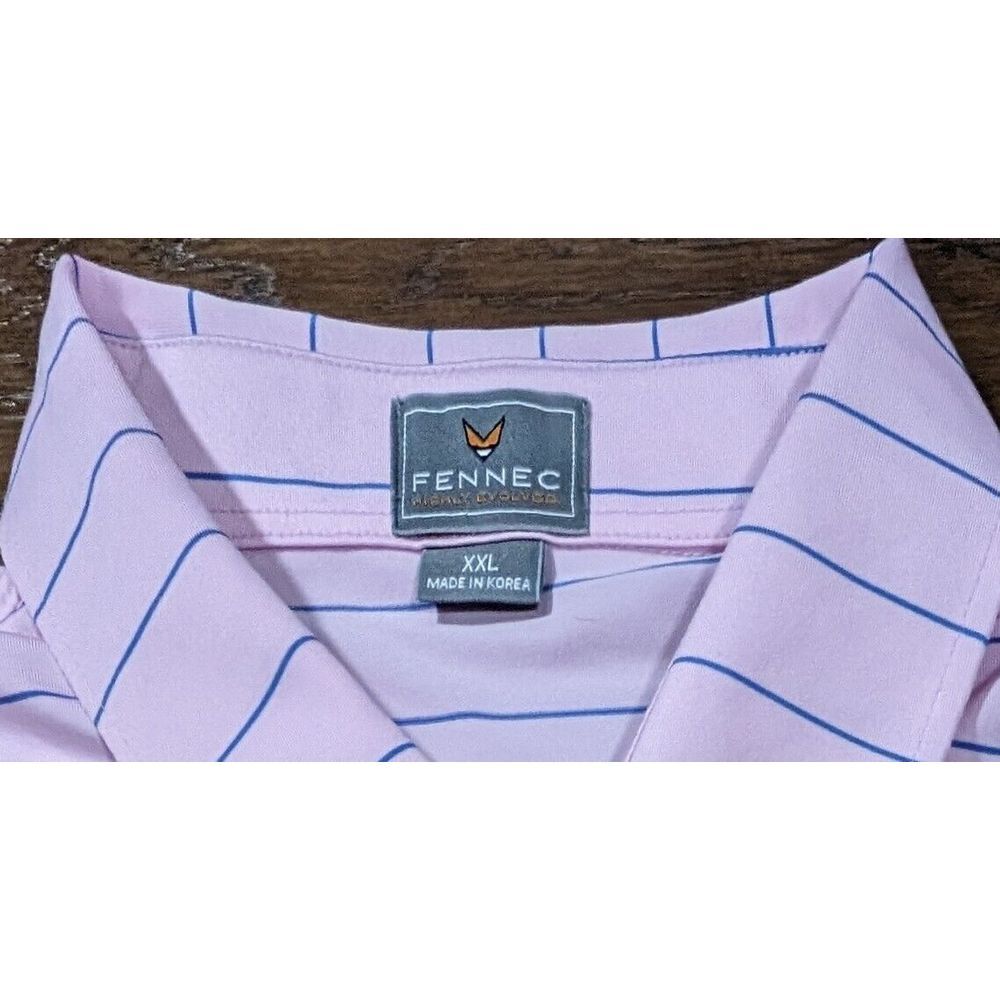Fennec Golf Polo Lightweight Shirt Pink/Blue Striped Mens XXL Embroidered Pumpco - Picture 2 of 8